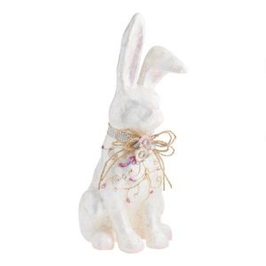 Large White Bejeweled Capiz Easter Bunny